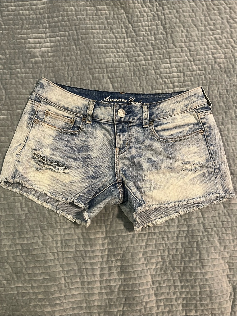 American Eagle Outfitters Light Blue Distressed Denim Cutoff Shorts